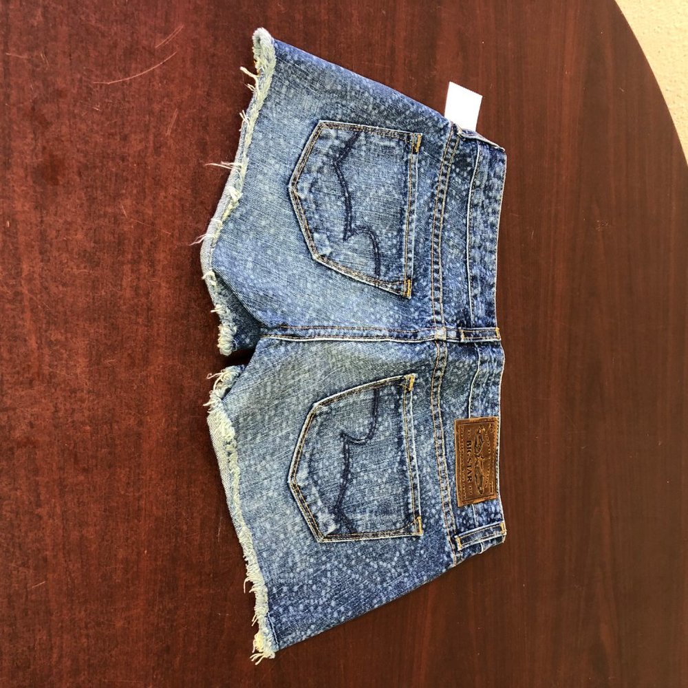 Big Star Women's Blue Distressed Denim Boyfriend Shorts - Picture 9 of 10